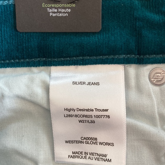 New Highly Desirable High Rise Trousers by Silver Jeans, turquoise women’s Sz 27 - Picture 10 of 10